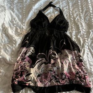 bebe Black and Pink Floral Dress